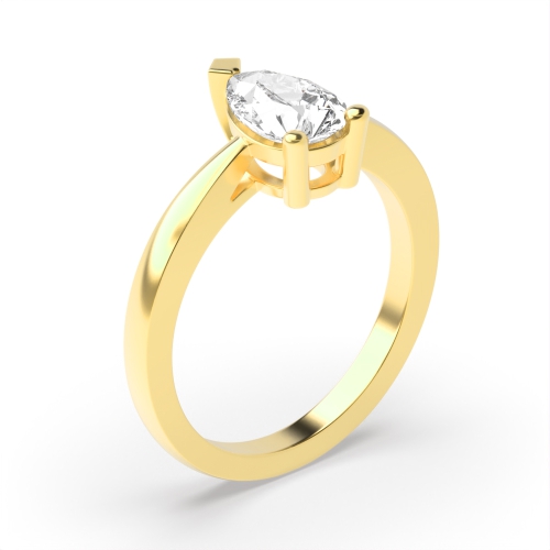 Pear Solitaire Engagement Rings in Petit Band Diamond