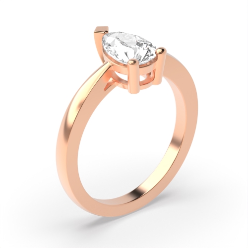 Prong Pear Rose Gold Basket set tapered shoulder Engagement Rings