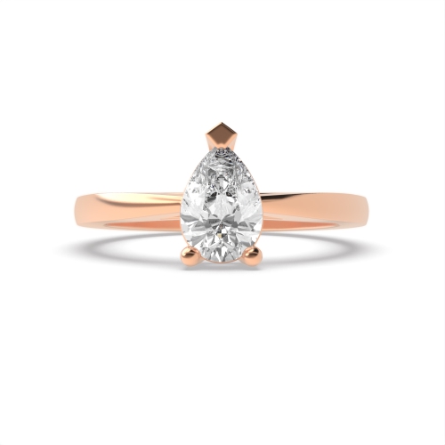 Prong Pear Rose Gold Basket set tapered shoulder Engagement Rings