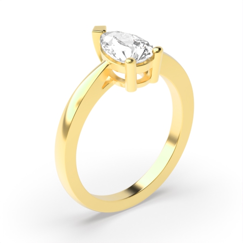 Prong Pear Yellow Gold Basket set tapered shoulder Engagement Rings