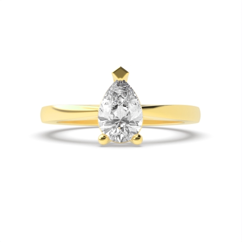 Prong Pear Yellow Gold Basket set tapered shoulder Engagement Rings