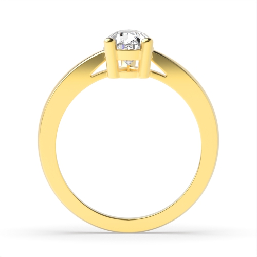 Prong Pear Yellow Gold Basket set tapered shoulder Engagement Rings