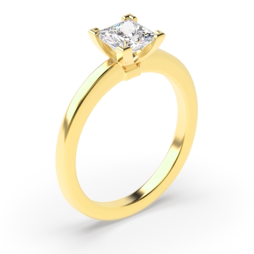 4 Prong Princess Yellow Gold Quadratic Quasar Engagement Rings