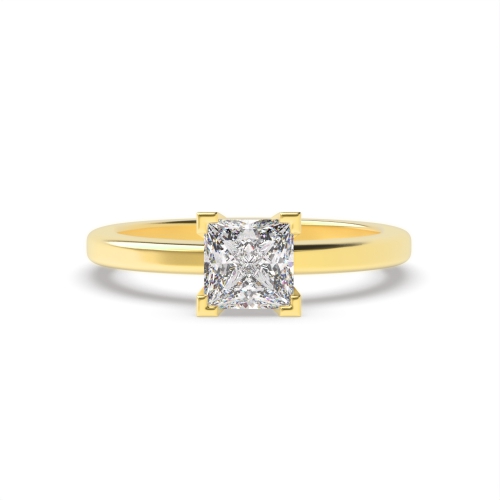 4 Prong Princess Yellow Gold Quadratic Quasar Engagement Rings