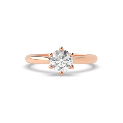 6 Prong Round Rose Gold With gallery Engagement Rings