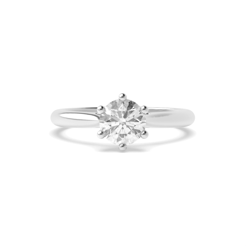 6 Prong Round Platinum With gallery Engagement Rings