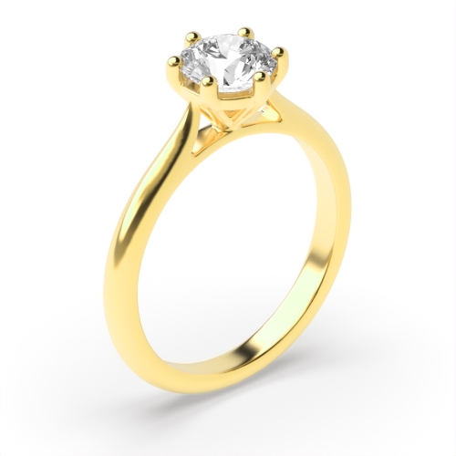 6 Prong Round Yellow Gold With gallery Engagement Rings