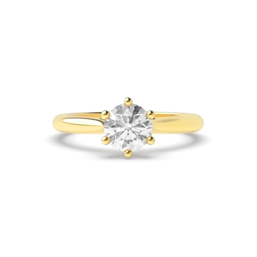 6 Prong Round Yellow Gold With gallery Engagement Rings