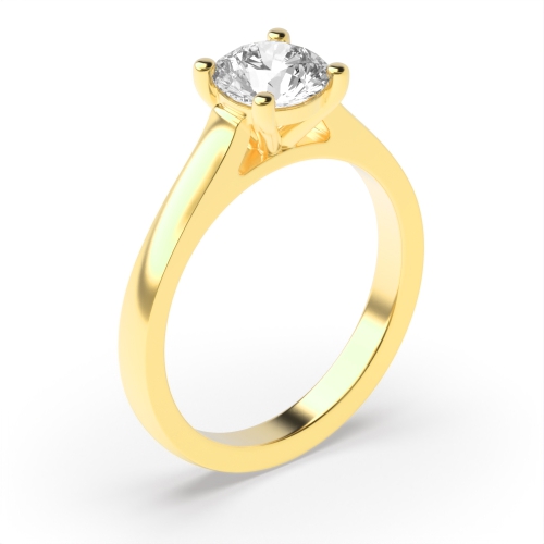 Prong Setting Round Solitaire Diamond Engagement Rings Yellow Gold