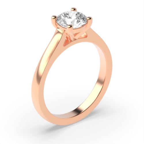 4 Prong Round Rose Gold Straight shoulder Engagement Rings