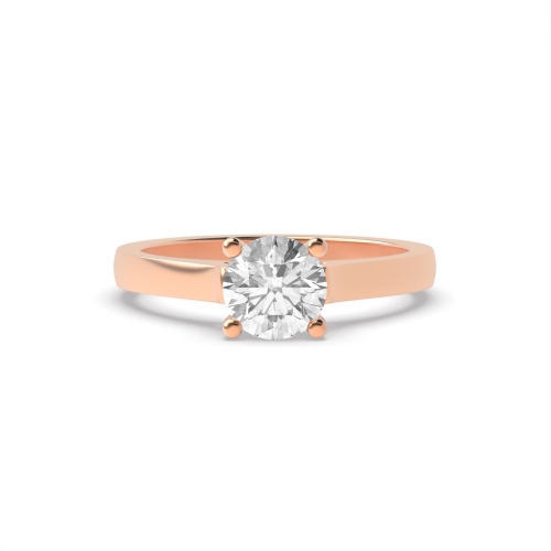 4 Prong Round Rose Gold Straight shoulder Engagement Rings
