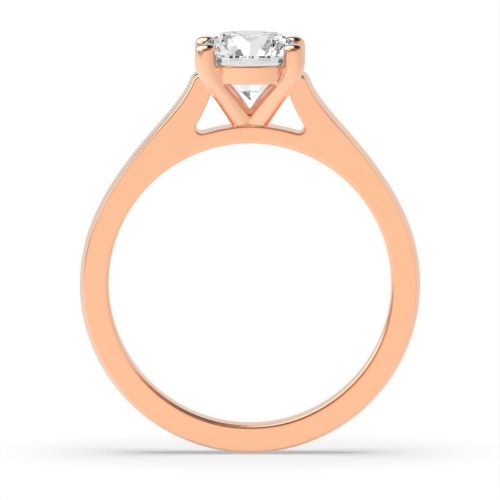 4 Prong Round Rose Gold Straight shoulder Engagement Rings