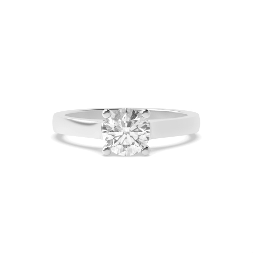 4 Prong Round Platinum Straight shoulder Engagement Rings