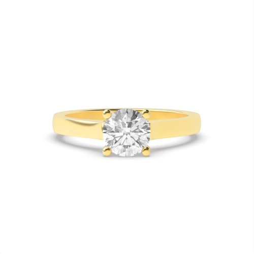 4 Prong Round Yellow Gold Straight shoulder Engagement Rings