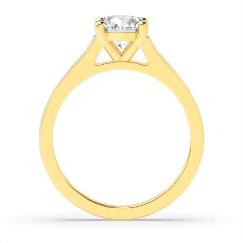 4 Prong Round Yellow Gold Straight shoulder Engagement Rings