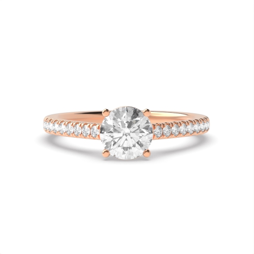 4 Prong Round Rose Gold Pave set accented Engagement Rings
