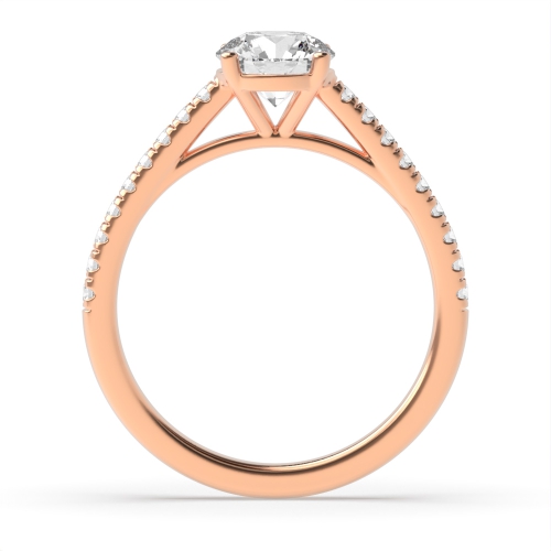 4 Prong Round Rose Gold Pave set accented Engagement Rings