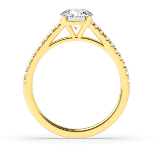 4 Prong Round Yellow Gold Pave set accented Engagement Rings