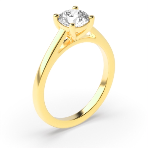 4 Prong Round Yellow Gold Raised setting Engagement Rings