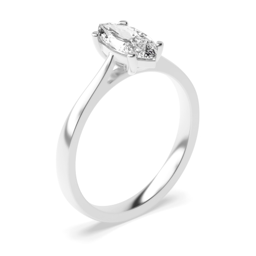 Marquise Delicate Tapering Shoulder Solitaire Engagement Ring