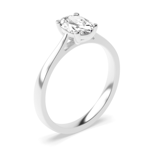 Oval Delicate Tapering Shoulder Solitaire Engagement Ring
