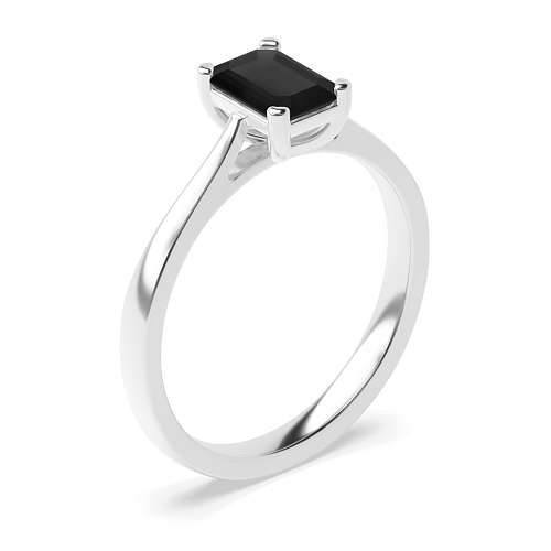 Delicate tapering shoulder Black Diamond Solitaire Engagement Rings