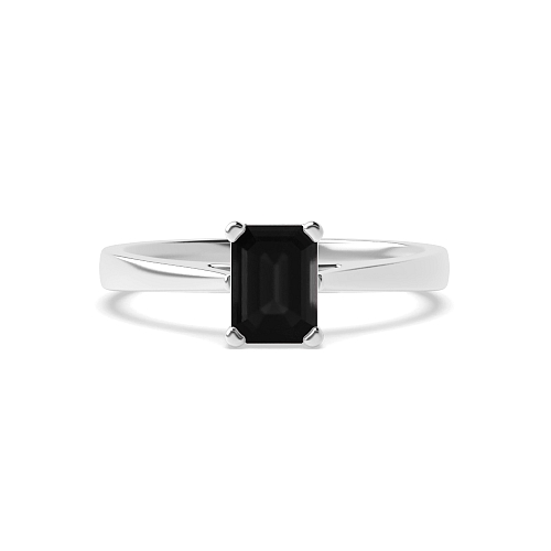 Delicate tapering shoulder Black Diamond Solitaire Engagement Rings