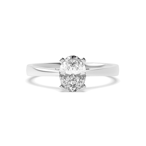 Oval Delicate tapering shoulder Solitaire Engagement Rings