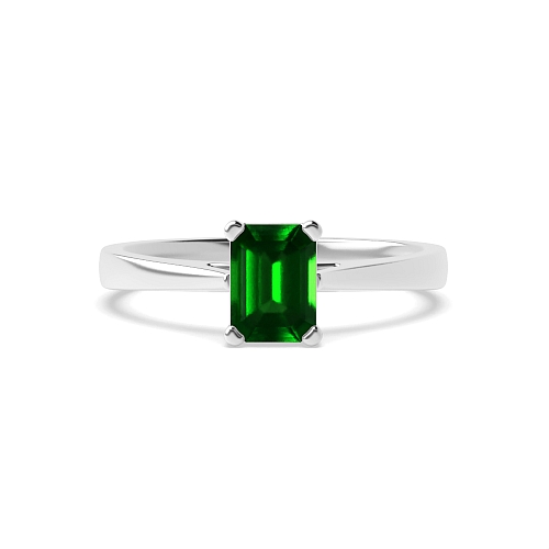 Delicate tapering shoulder Emerald Engagement Rings
