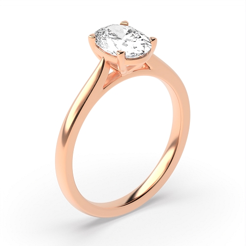 Oval Rose Gold Delicate tapering shoulder Engagement Rings