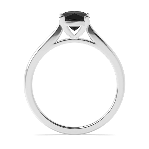 Oval Delicate tapering shoulder Black Diamond Solitaire Engagement Rings