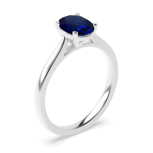 Oval Delicate tapering shoulder Blue Sapphire Engagement Rings