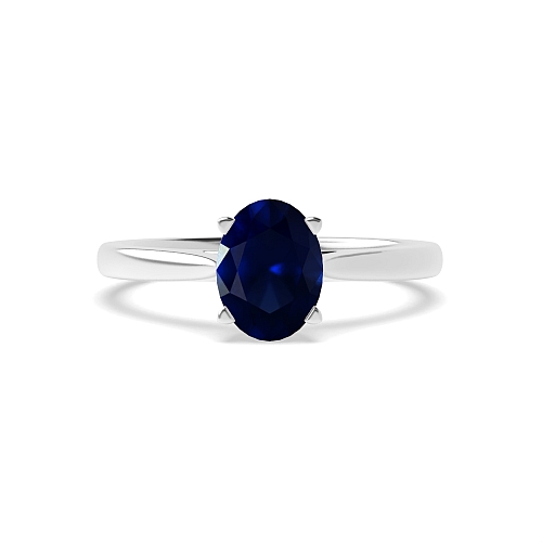 Oval Delicate tapering shoulder Blue Sapphire Engagement Rings