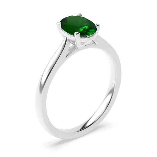 Oval Delicate tapering shoulder Emerald Engagement Rings
