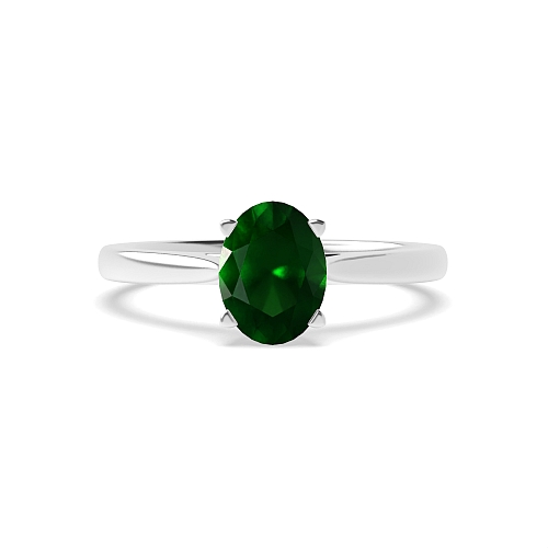 Oval Delicate tapering shoulder Emerald Engagement Rings