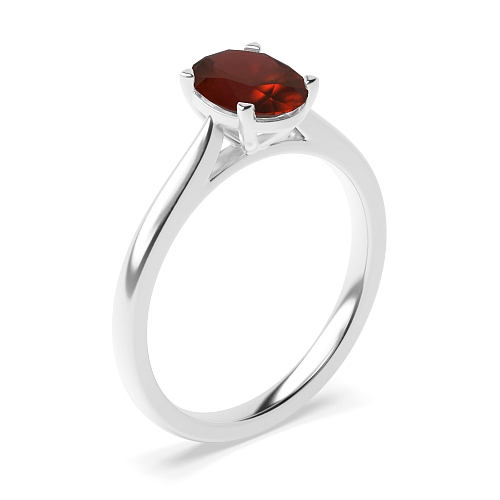 Oval Delicate tapering shoulder Garnet Engagement Rings