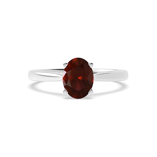 Oval Delicate tapering shoulder Garnet Engagement Rings