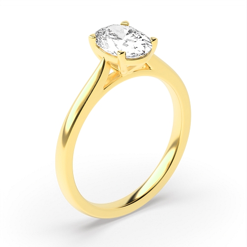 Oval Yellow Gold Delicate tapering shoulder Engagement Rings