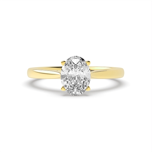 Oval Yellow Gold Delicate tapering shoulder Engagement Rings
