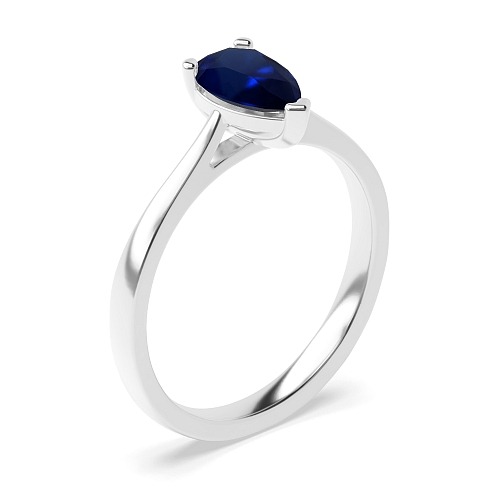 Prong Pear Delicate tapering shoulder Blue Sapphire Engagement Rings