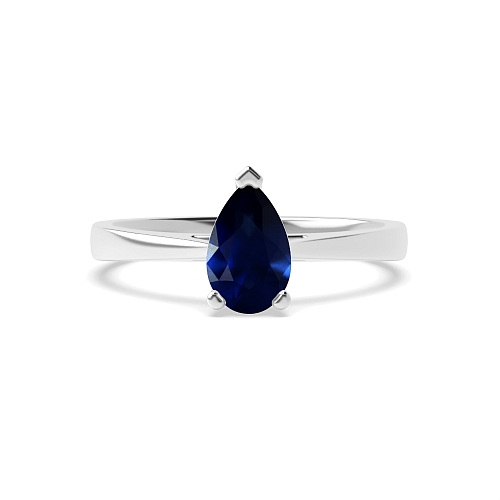 Prong Pear Delicate tapering shoulder Blue Sapphire Engagement Rings