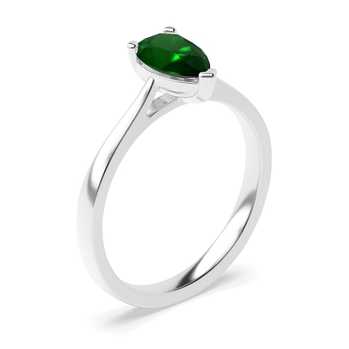 Prong Pear Delicate tapering shoulder Emerald Engagement Rings