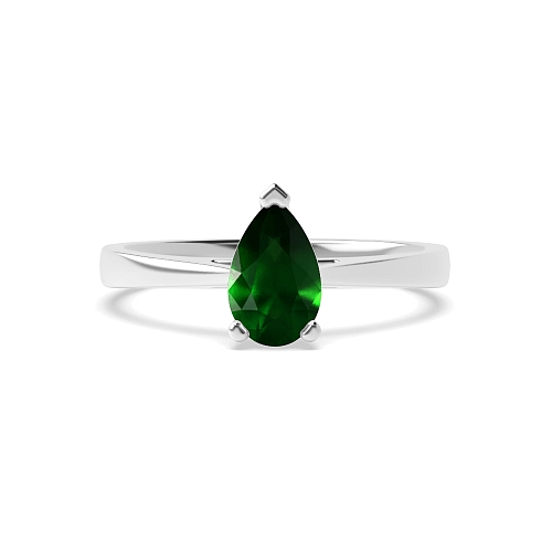 Prong Pear Delicate tapering shoulder Emerald Engagement Rings