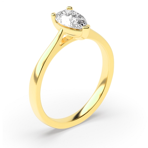 Prong Pear Yellow Gold Delicate tapering shoulder Engagement Rings