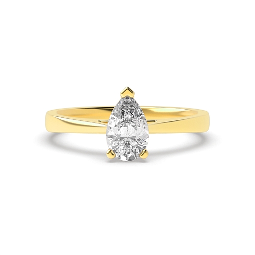 Prong Pear Yellow Gold Delicate tapering shoulder Engagement Rings
