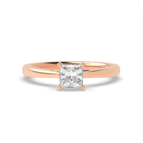 4 Prong Princess Rose Gold Square claws tappered shoulder Engagement Rings