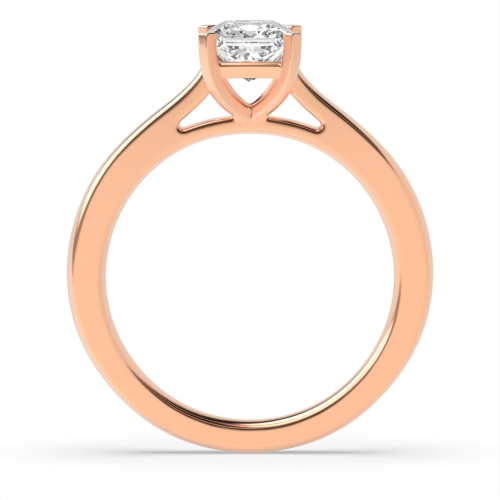4 Prong Princess Rose Gold Square claws tappered shoulder Engagement Rings