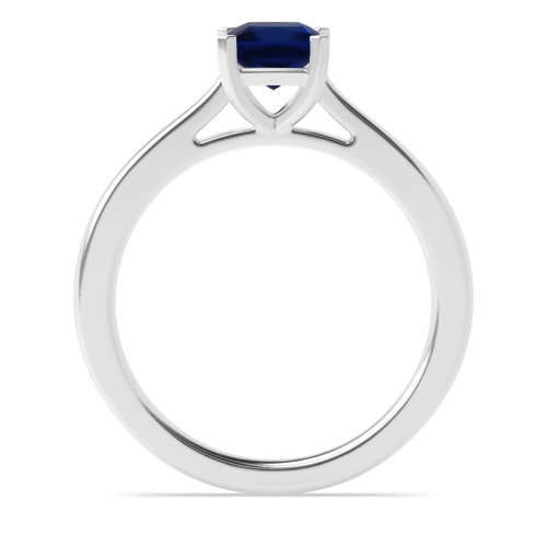 4 Prong Princess Square claws tappered shoulder Blue Sapphire Engagement Rings