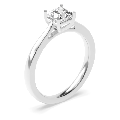4 Prong Princess Square claws tappered shoulder Moissanite Engagement Rings