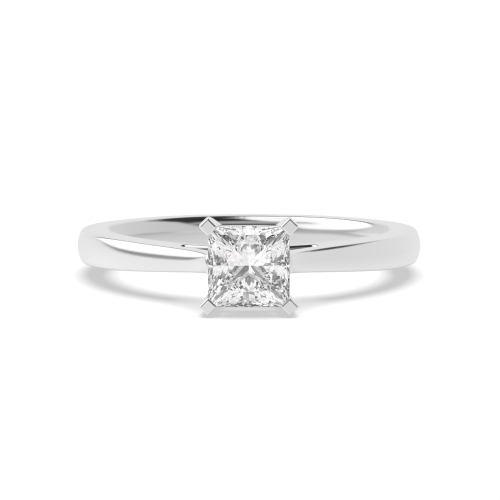 4 Prong Princess Square claws tappered shoulder Moissanite Engagement Rings